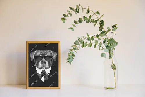 Elegancki Rottweiler w retro stylu
