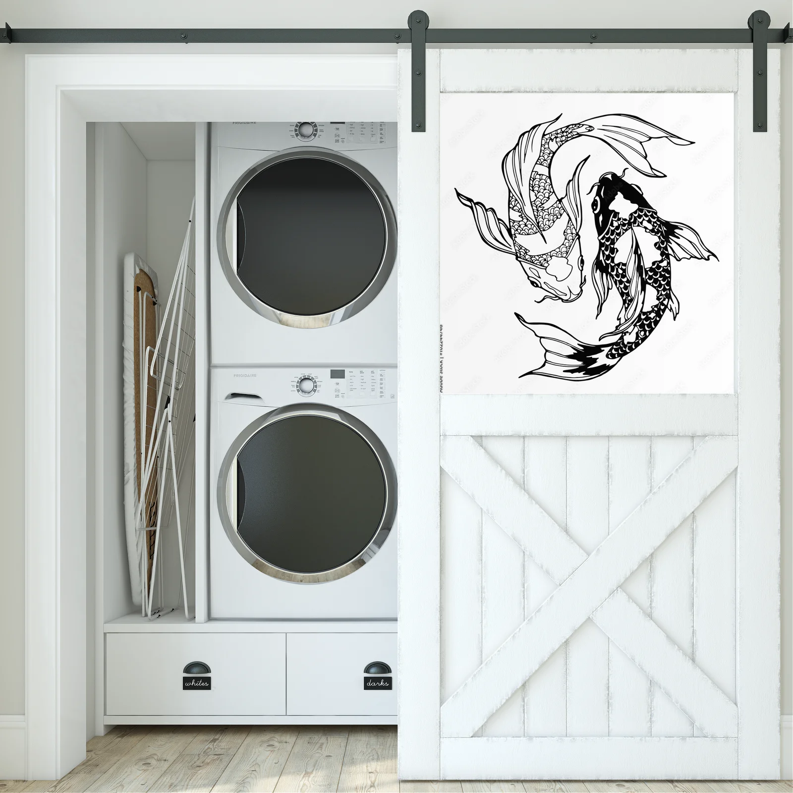 Mystyczne karpie koi w klasycznym Yin Yang