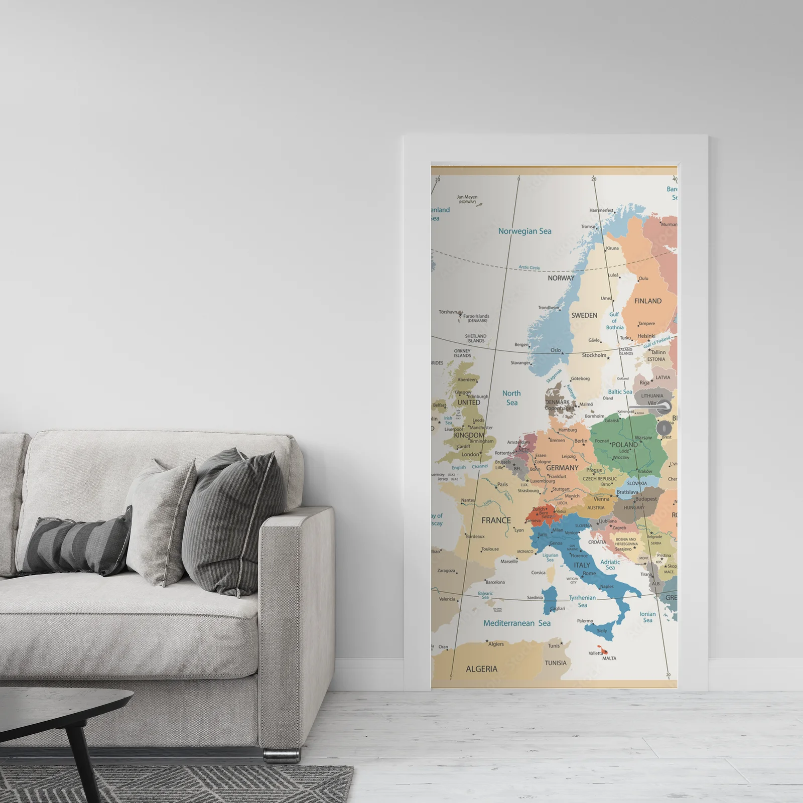 Mapa polityczna Europy w retro odcieniach