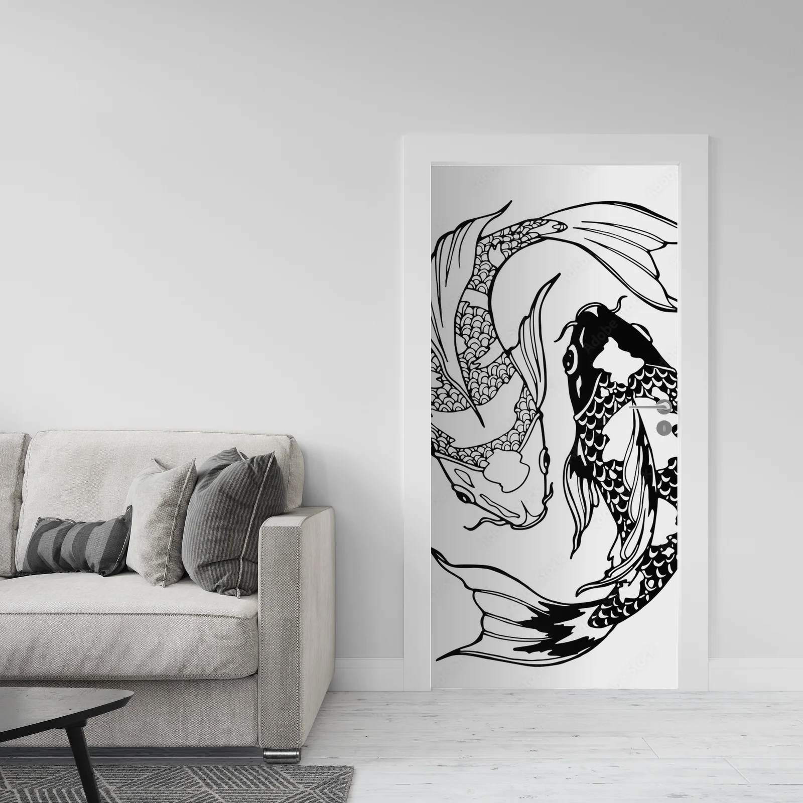 Mystyczne karpie koi w klasycznym Yin Yang