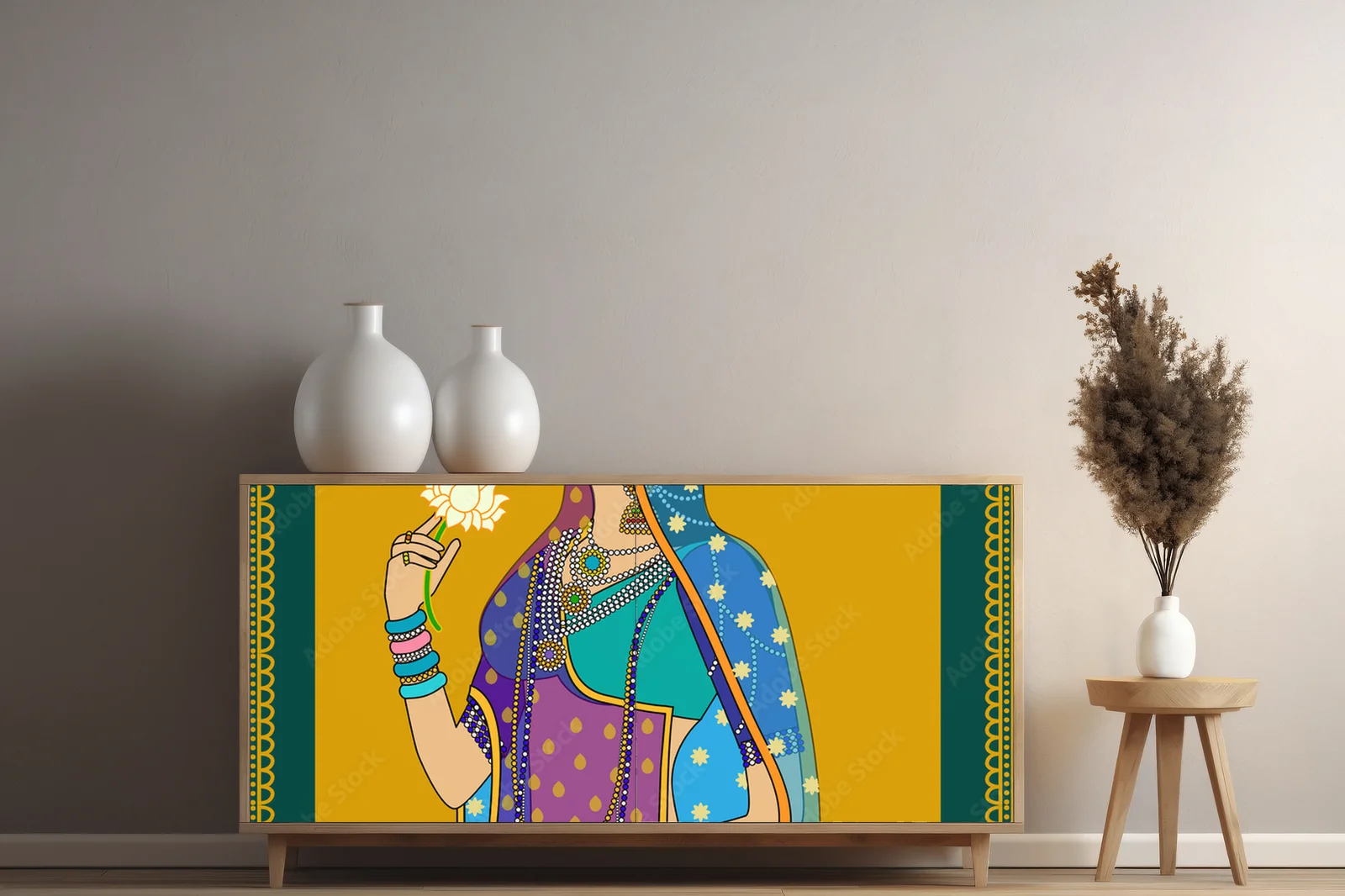 Portret Indyjskiej Królowej w stylu sennego ciemnego lasu