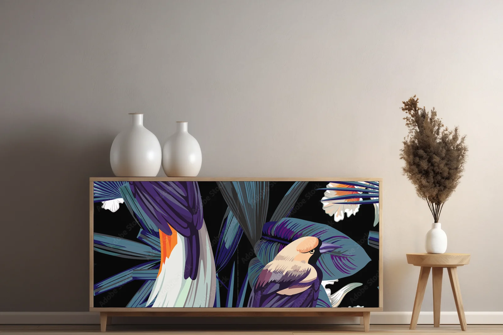 Ptaki i orchidee w nocnej dżungli