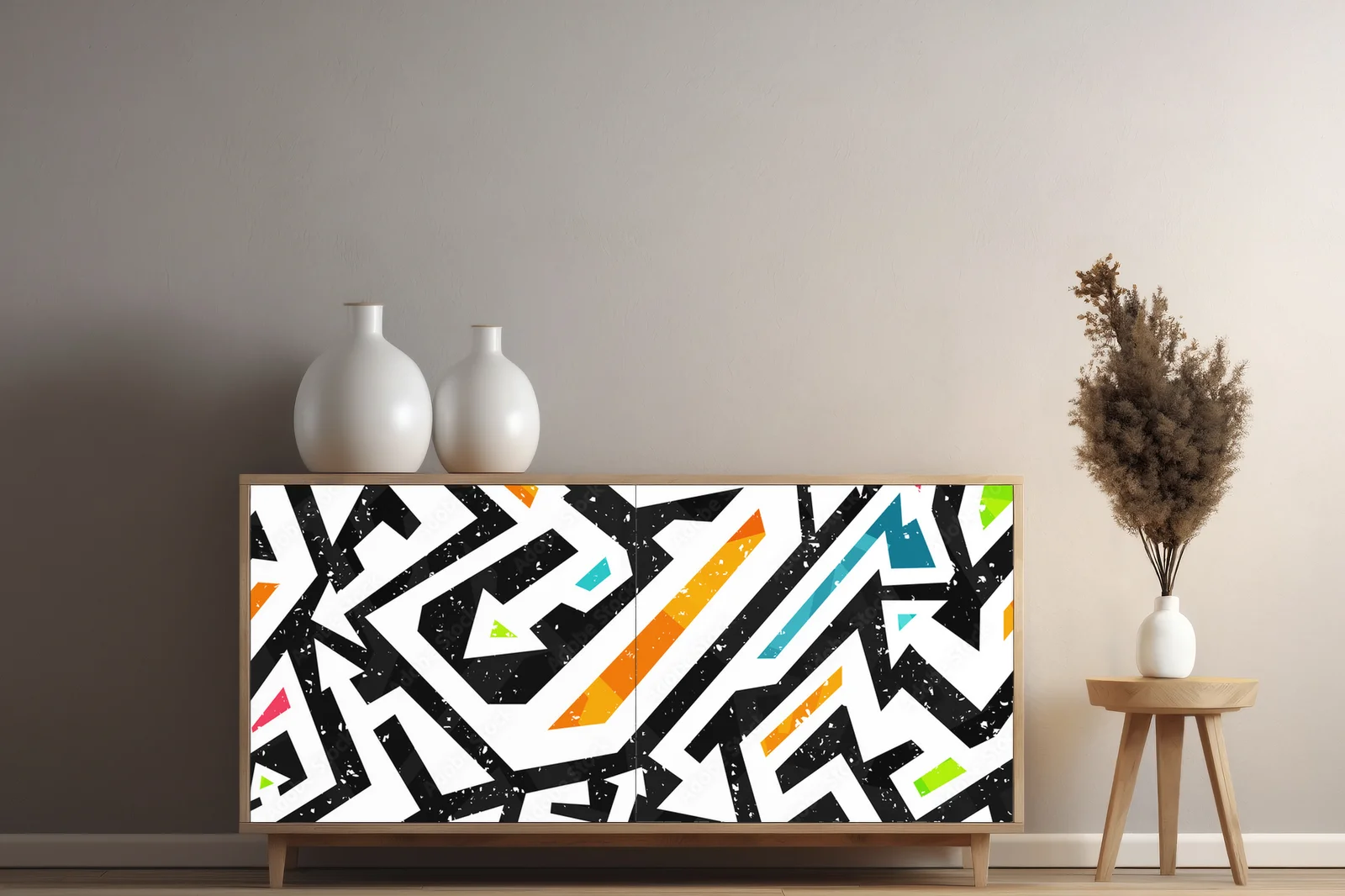 Ultrafuturystyczne motywy graffiti w monochromatycznych odcieniach