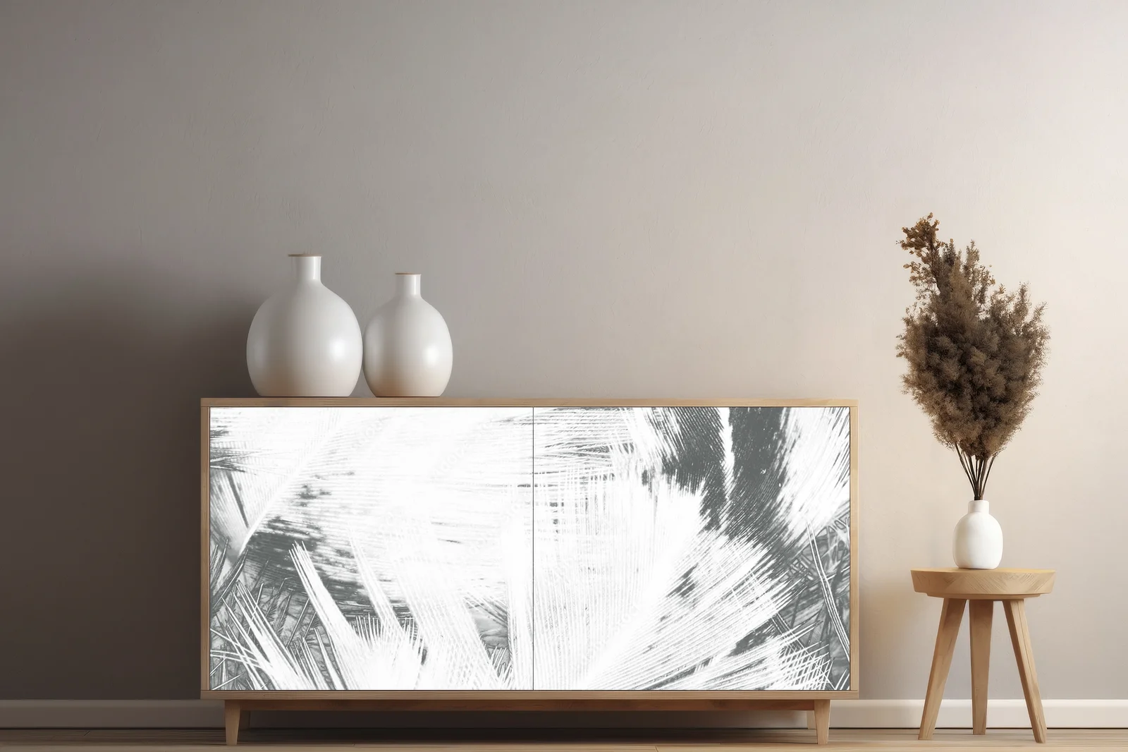 Subtelna elegancja piór w monochromatycznych tonach