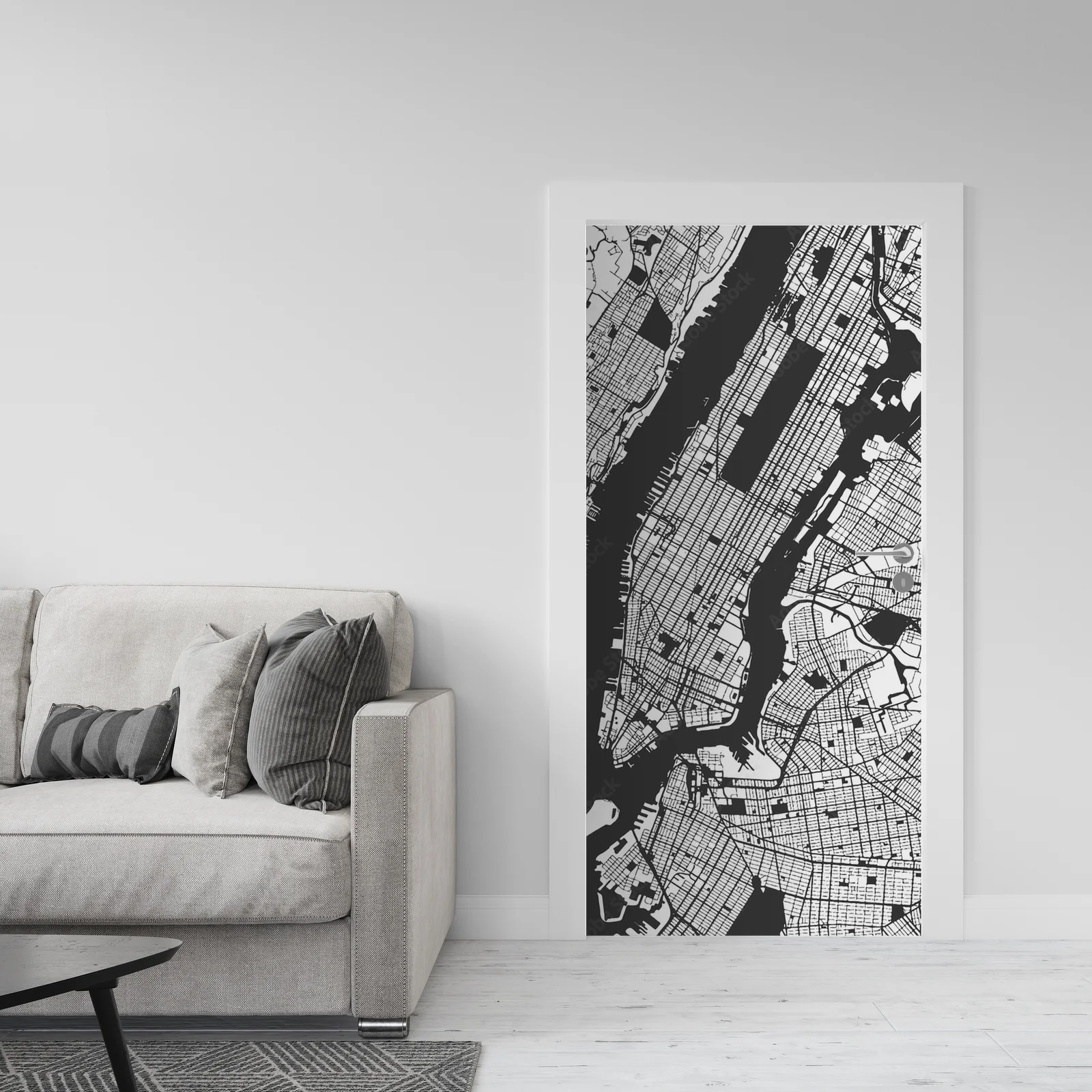 Nowojorska mapa Manhattanu w stonowanych odcieniach