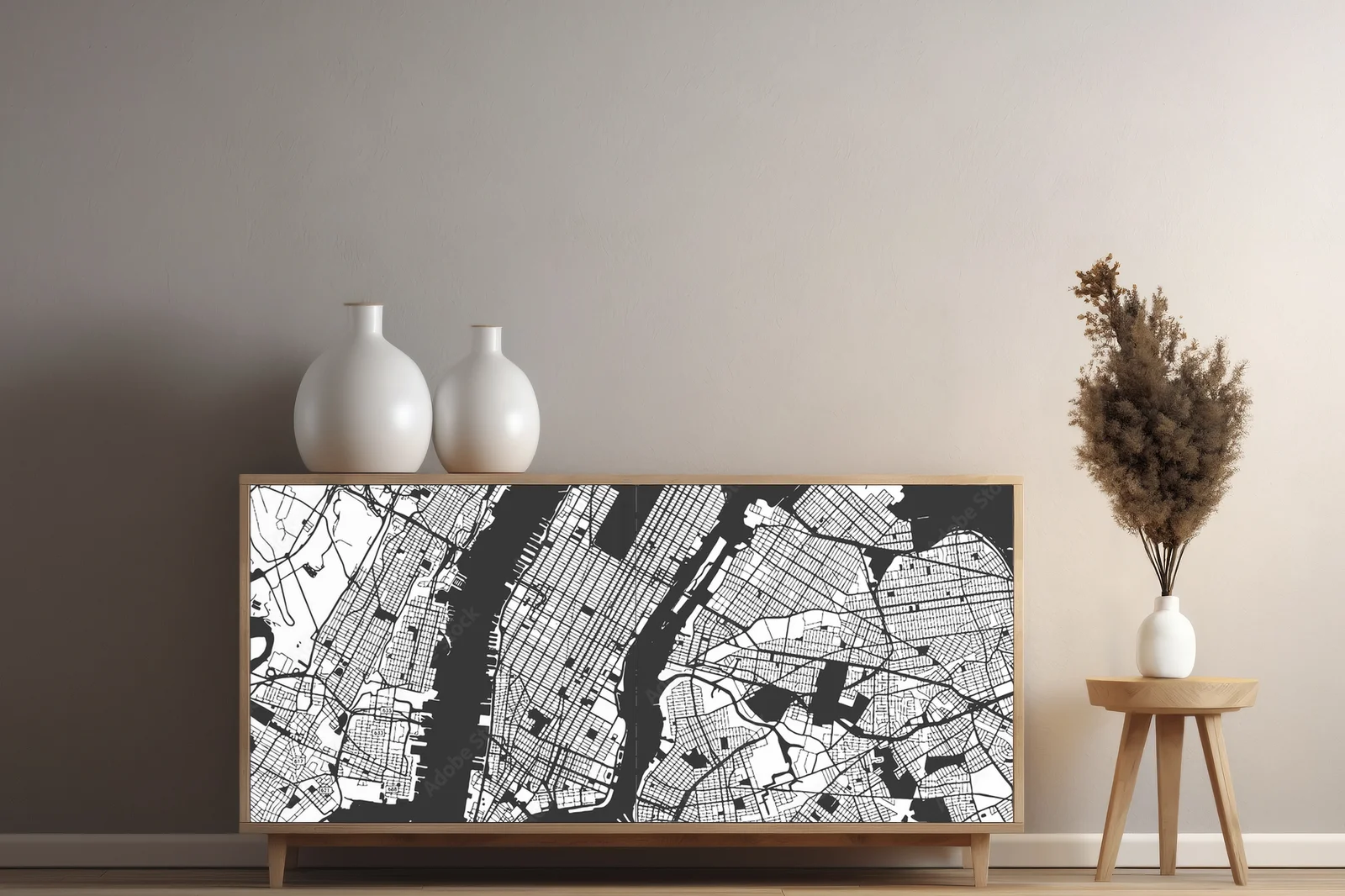 Nowojorska mapa Manhattanu w stonowanych odcieniach