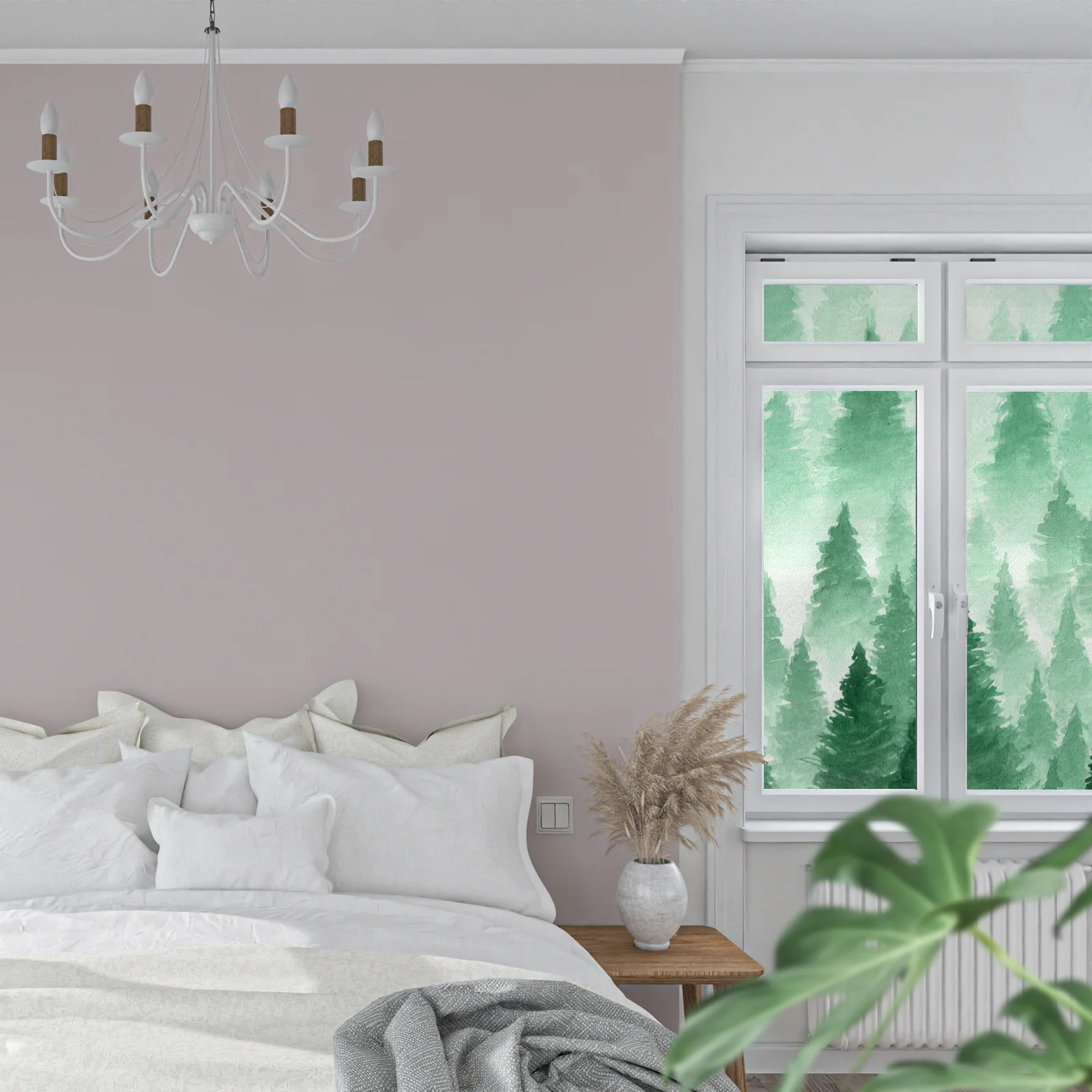 Misty Forest Landscape in Serene Tones