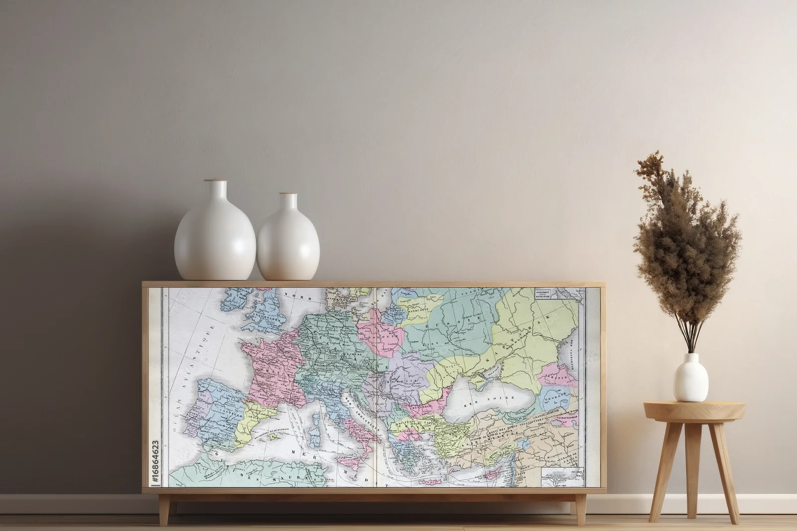 Elegancka mapa Europy w odcieniach vintage