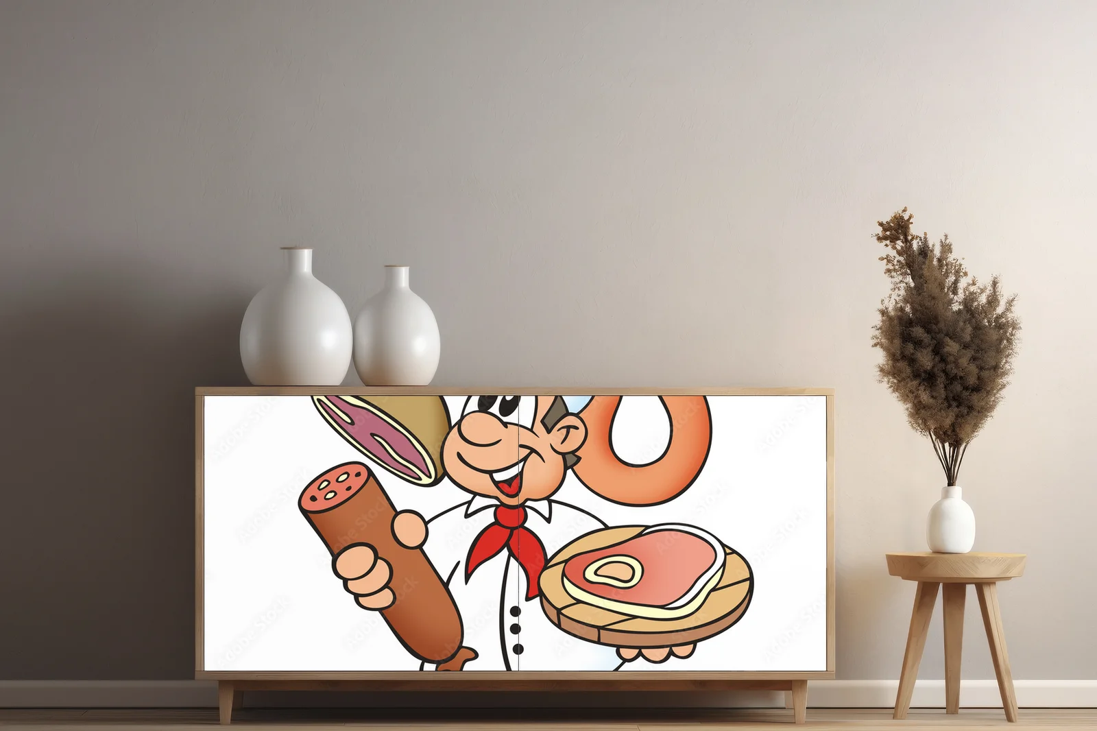 Radosna ilustracja białej metzgerei pełna życia