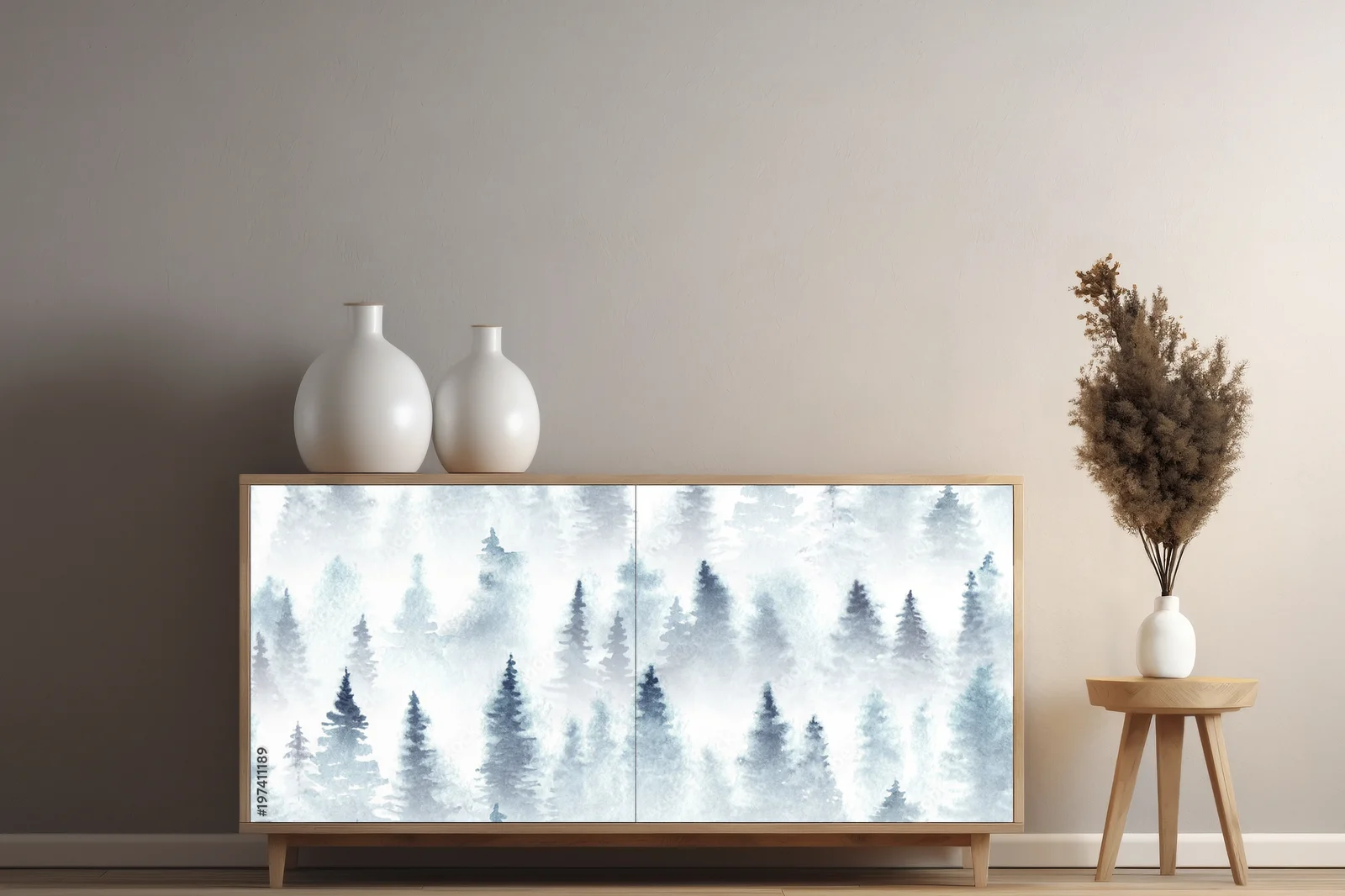 Misty Spruce Forest in Gentle Hues