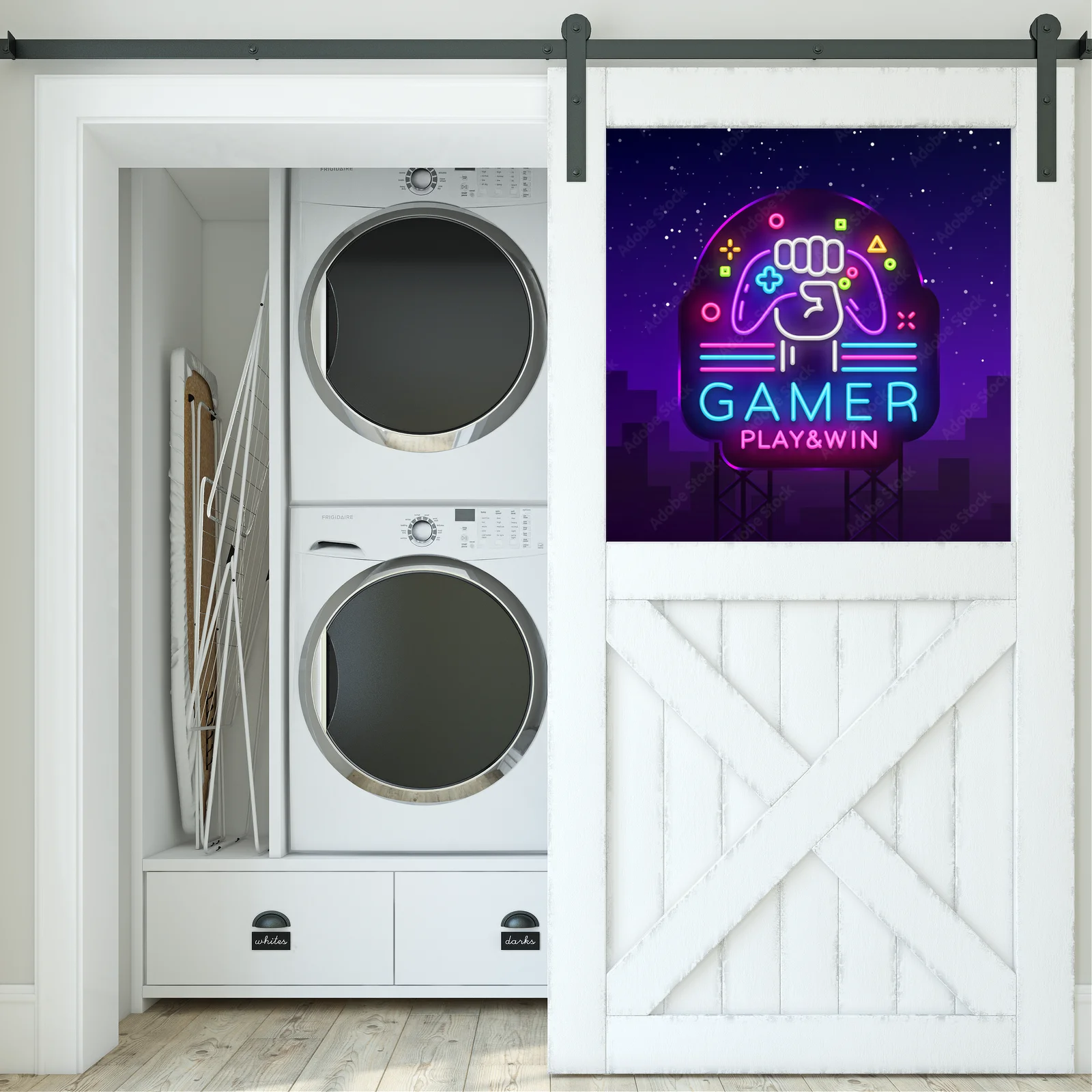Neonowy znak w klimacie nocnej gry
