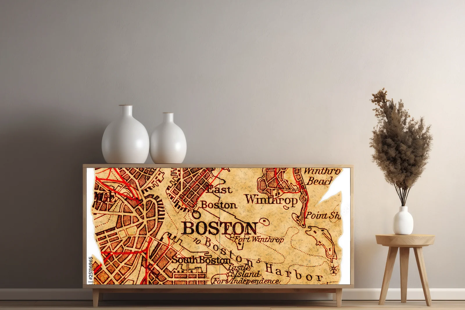 Stara mapa Bostonu w eleganckim wydaniu
