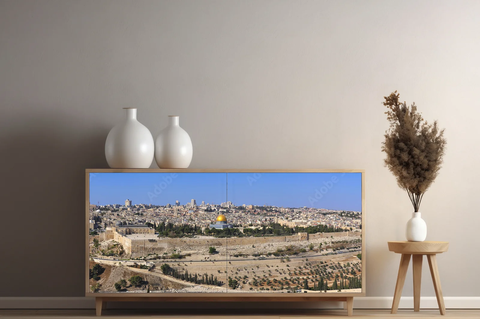 Panorama starych ulic Jerozolimy w niebieskich odcieniach