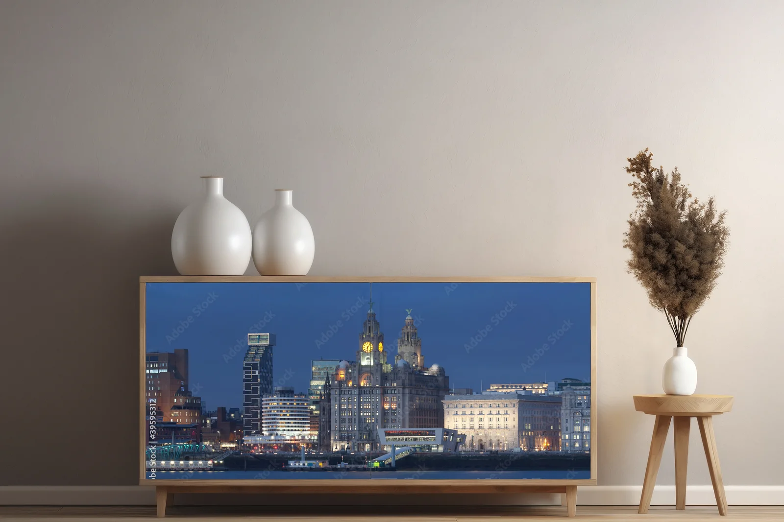 Nocny widok na miasto Liverpool