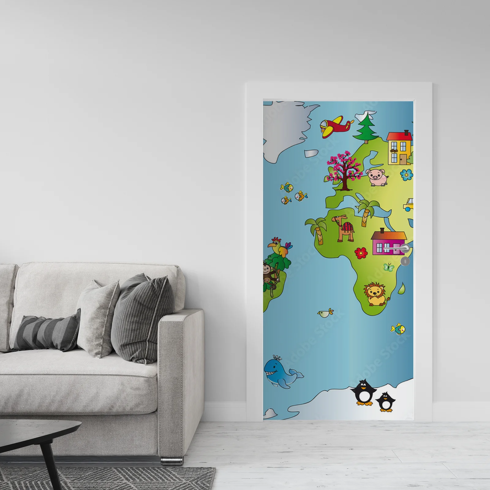 Zachwycająca mapa świata w pastelowych odcieniach