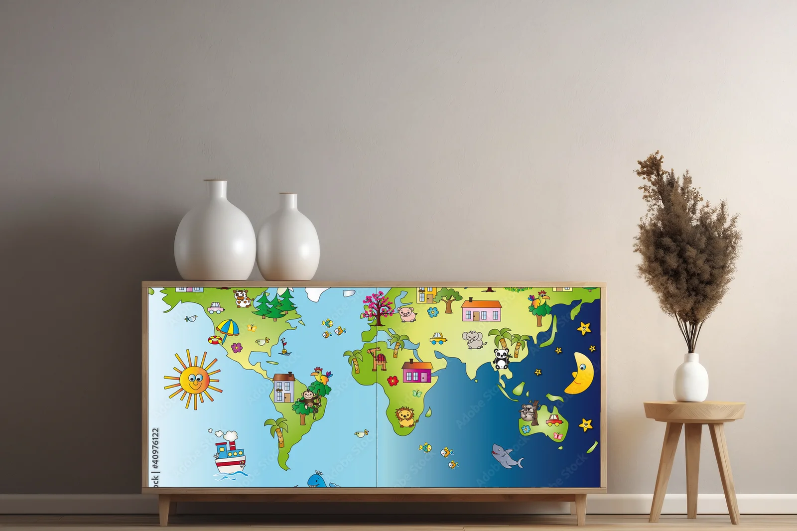 Zachwycająca mapa świata w pastelowych odcieniach