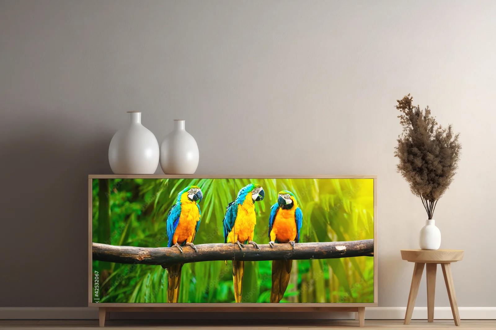 Radosne macaw w słonecznych barwach