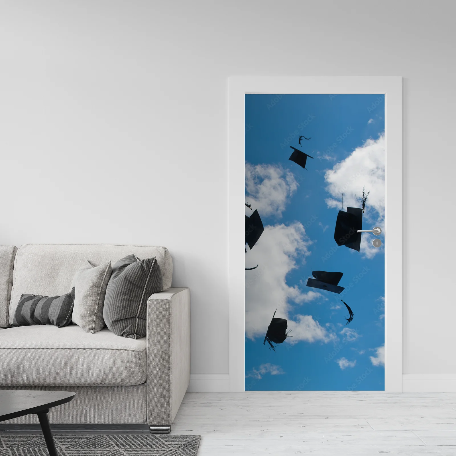 Radosne świętowanie sukcesów w sky blue