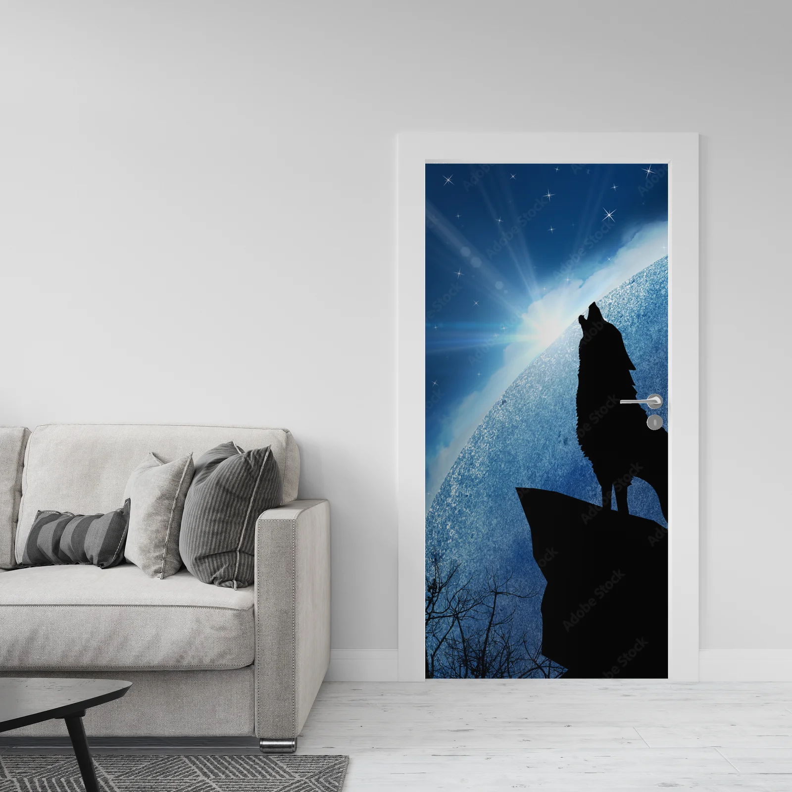 Wolf w księżycowej symfonii nocnego nieba