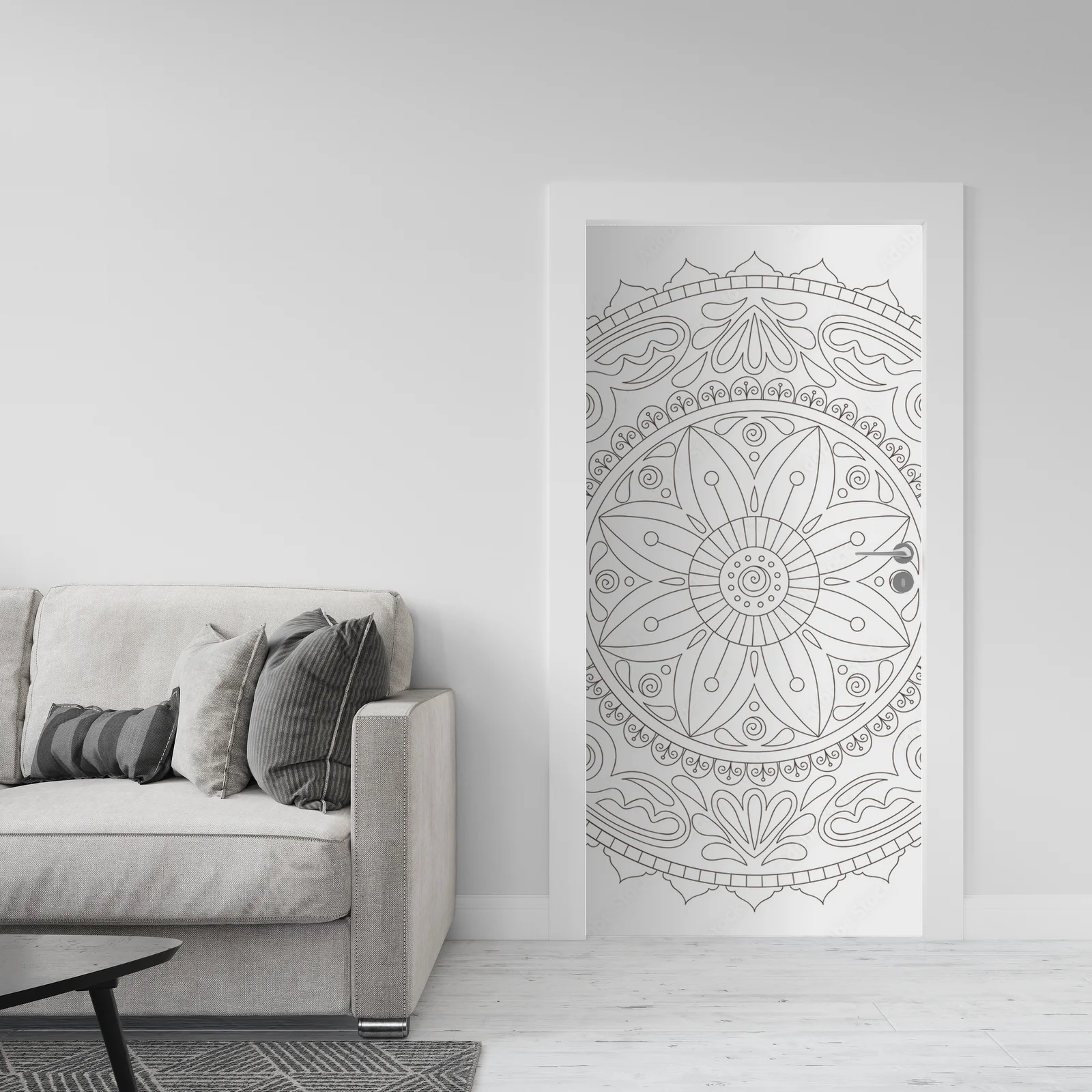 Elegancka mandala w białych odcieniach harmonii