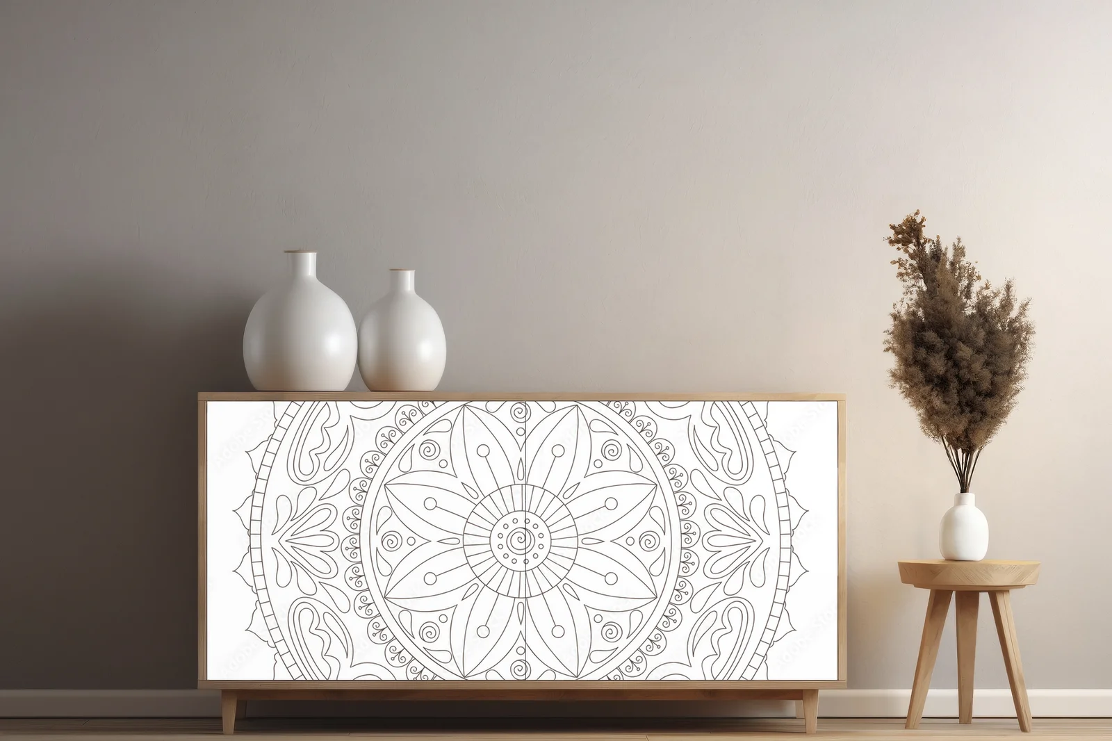 Elegancka mandala w białych odcieniach harmonii