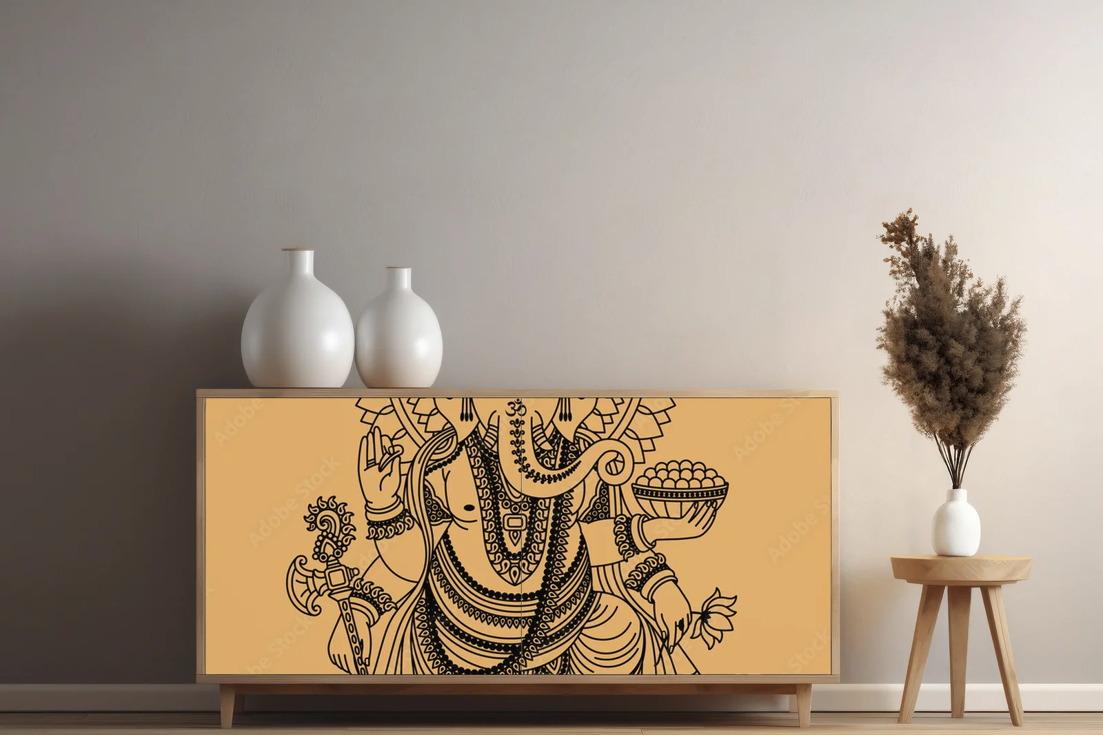 Słoneczny bóstw Ganesha w złotych odcieniach