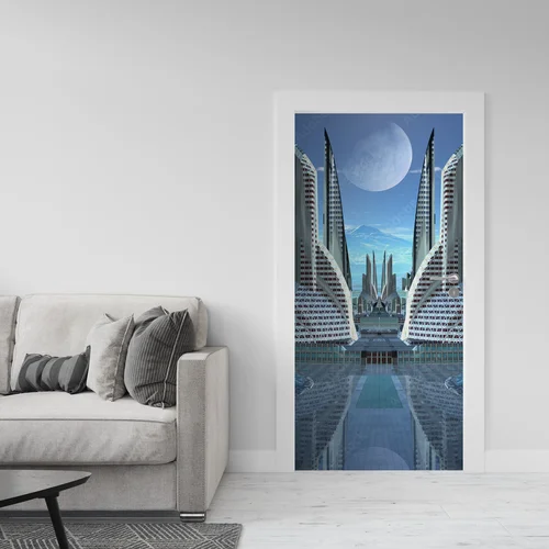 Futurystyczne miasto obcych w nocnej scenerii