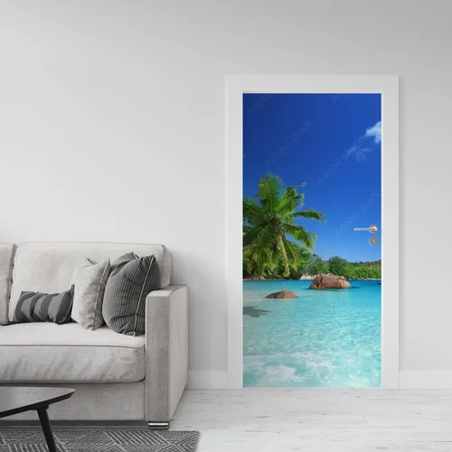 Rajski plażowy krajobraz wyspy Praslin