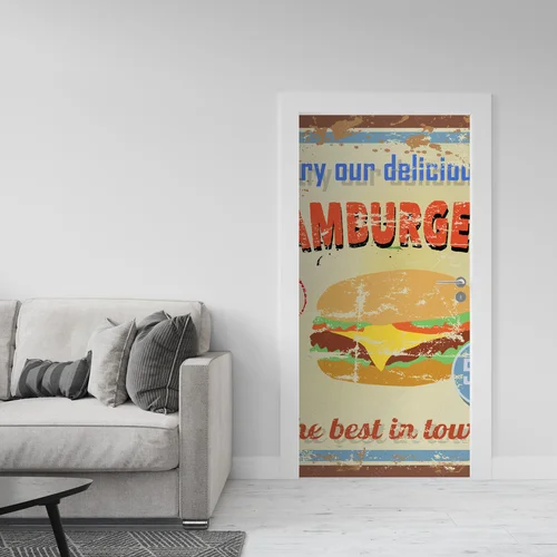 Nostalgiczny znak hamburgera w rustykalnym stylu