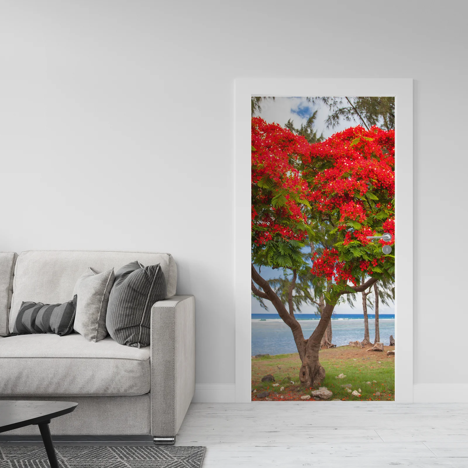 Tropikalny blask arbre flamboyant w pastelowych odcieniach