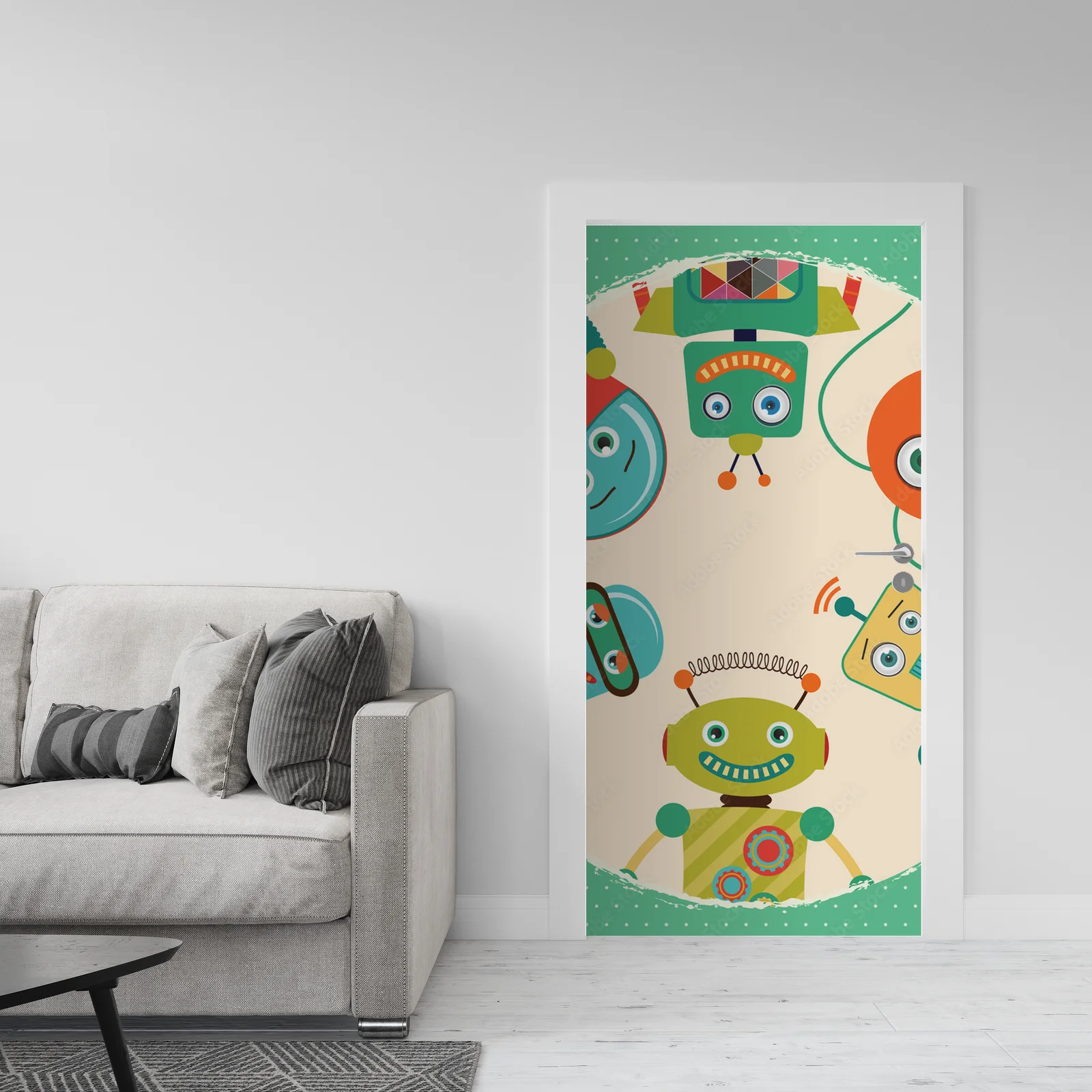 Radosne retro roboty w przyjaznych barwach