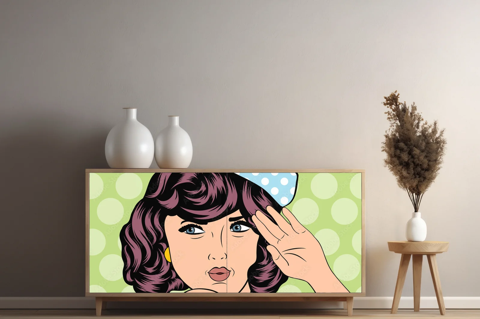 Retro kobieta w kolorowym stylu pop art