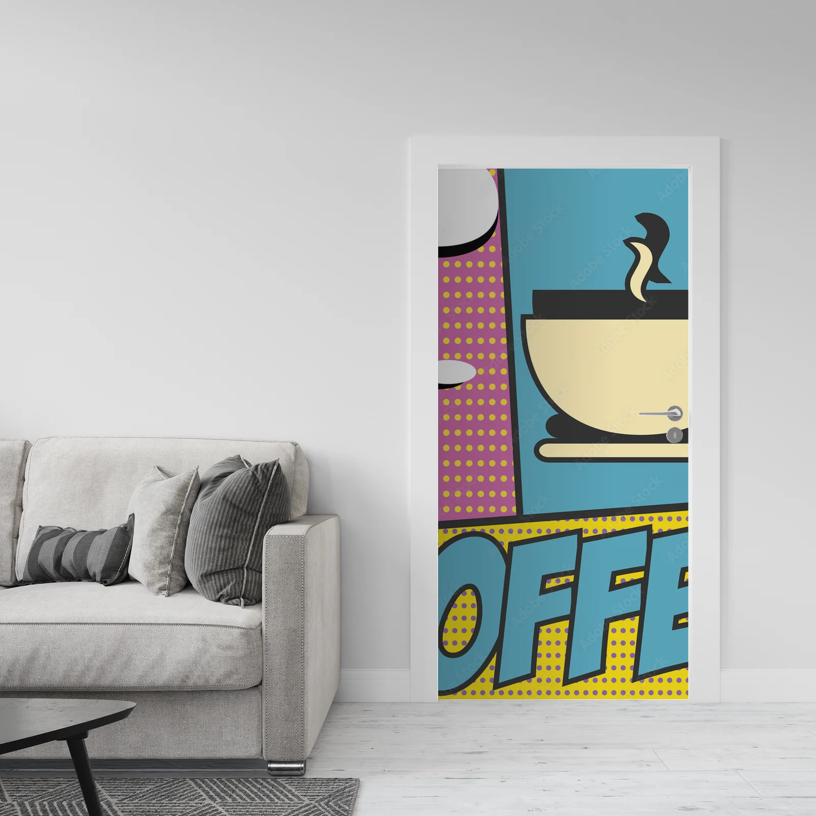 Energia pop art w miękkich, turkusowych barwach