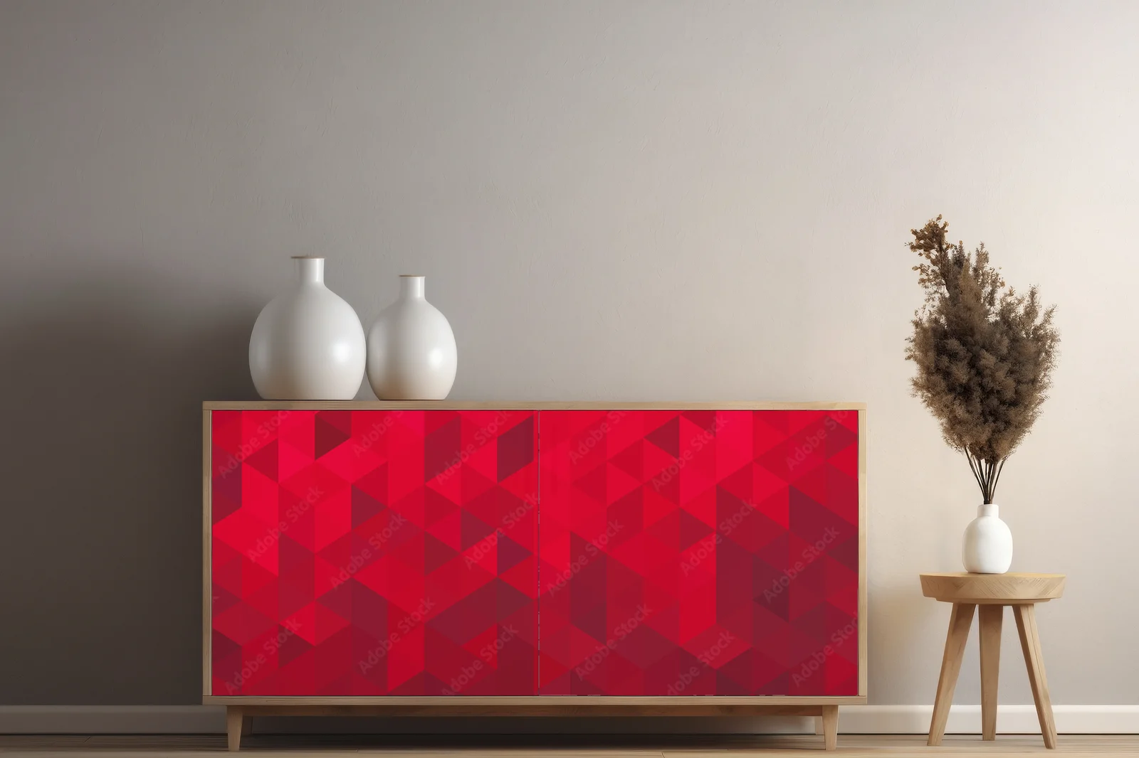 Abstrakcyjna geometryczna elegancja w czerwieni