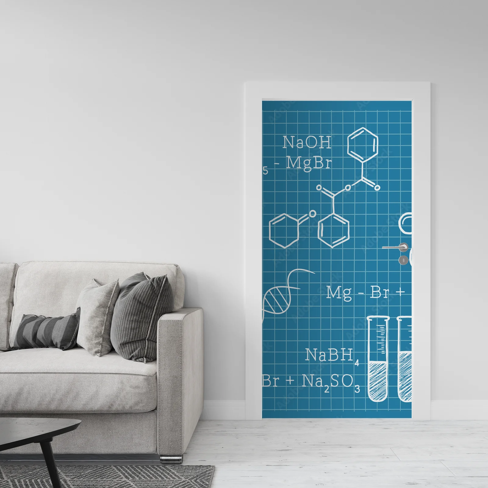 Chemiczne elementy w spójnym niebieskim rytmie