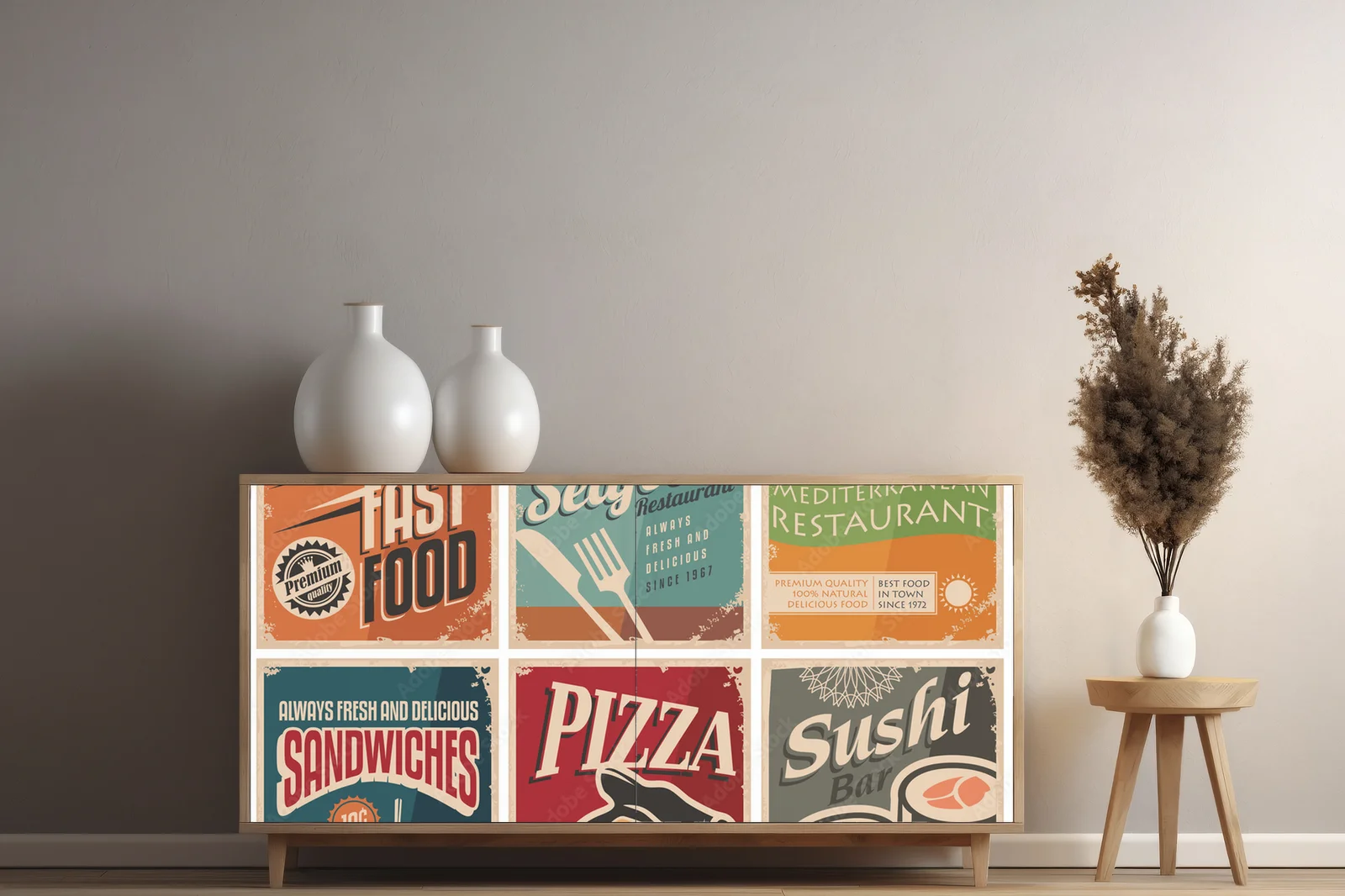 Vintage magia w kolorowych plakatach gastronomicznych