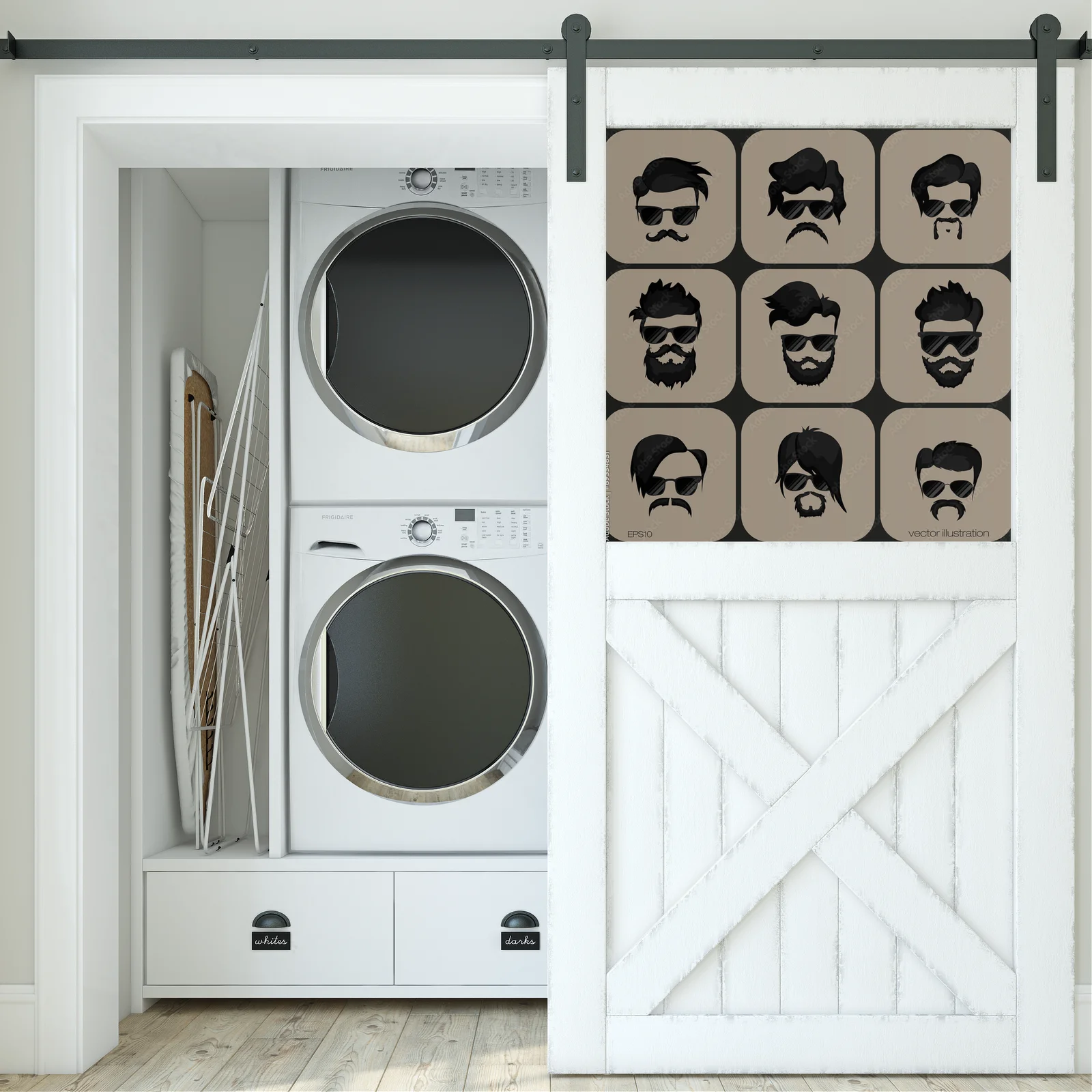 Stylowy hipster z eleganckim wąsem i zarostem