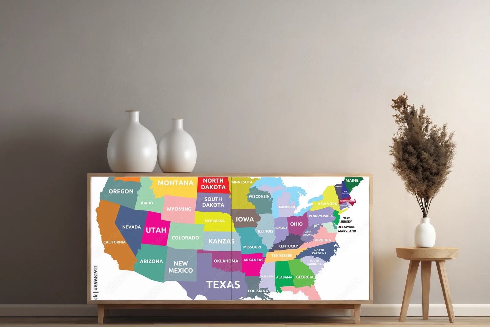 Wspaniała mapa USA w harmonijnych odcieniach