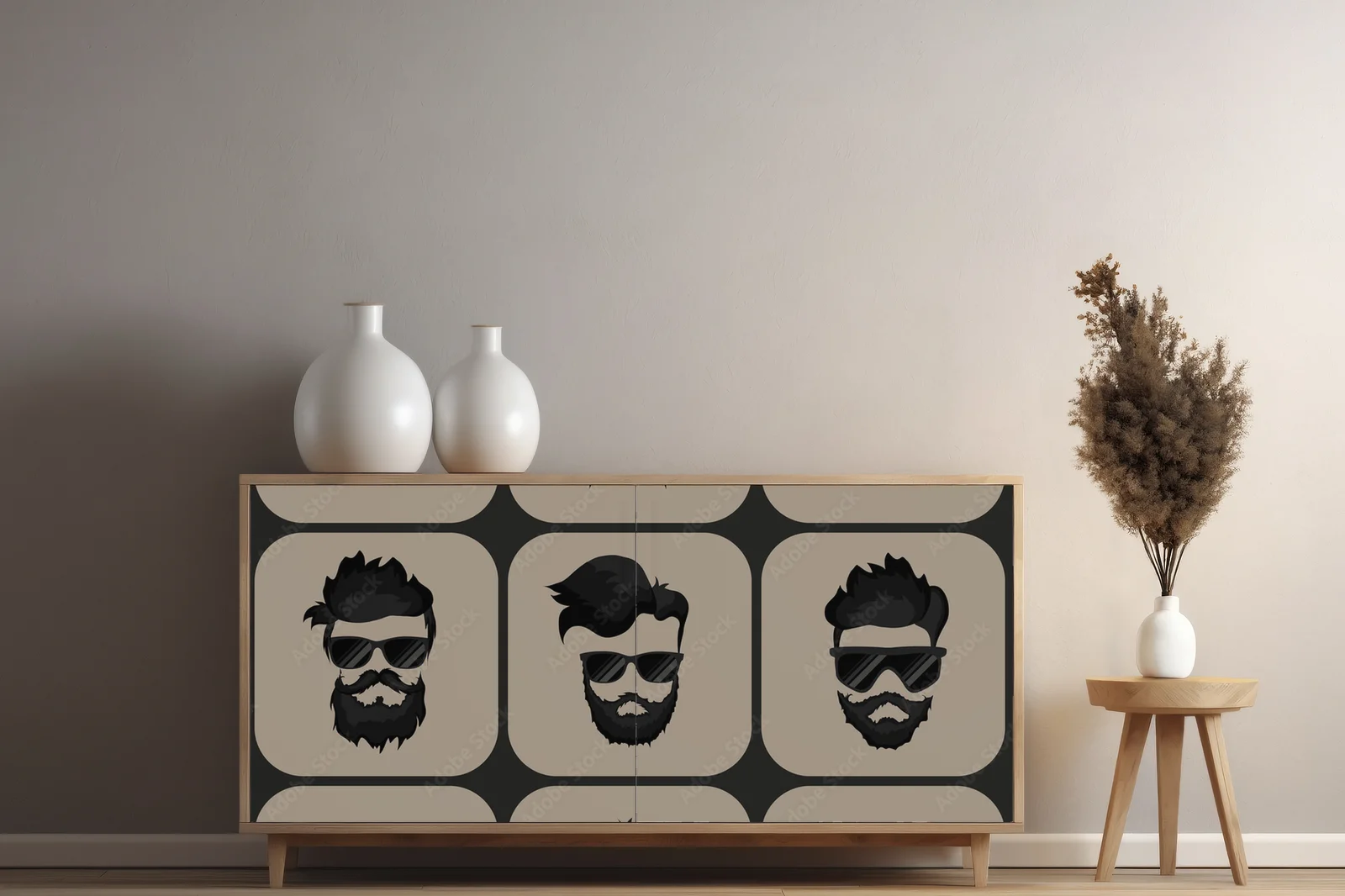 Stylowy hipster z eleganckim wąsem i zarostem