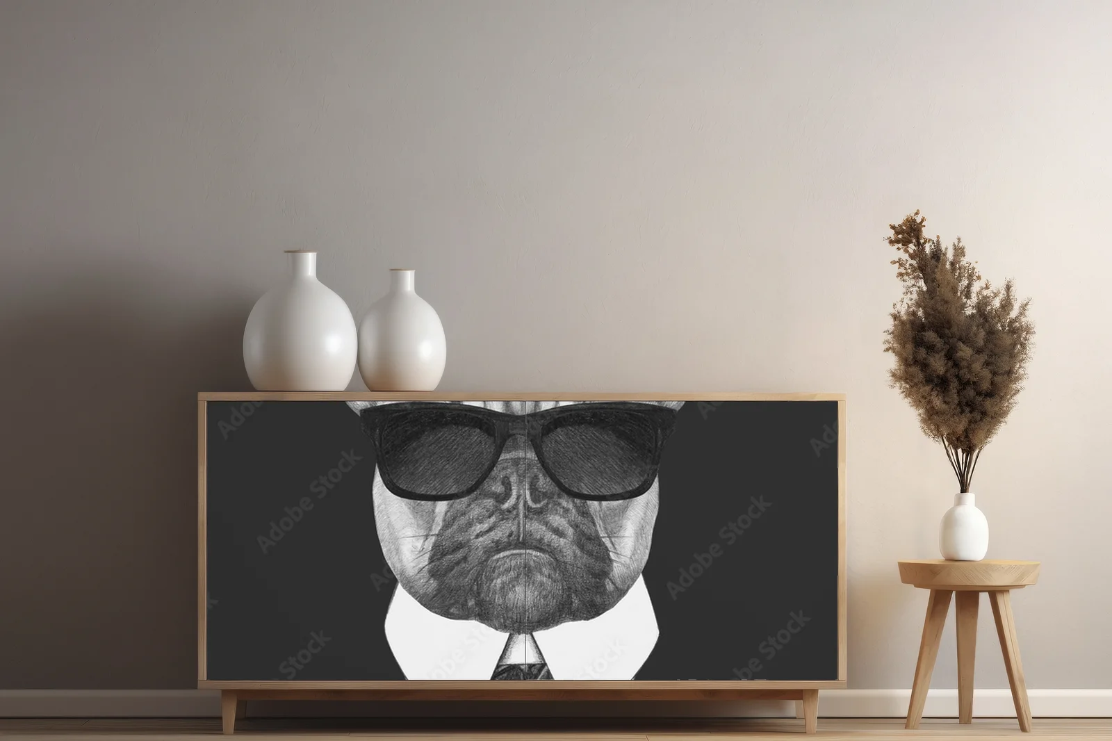 Elegancki francuski buldog w stylu retro