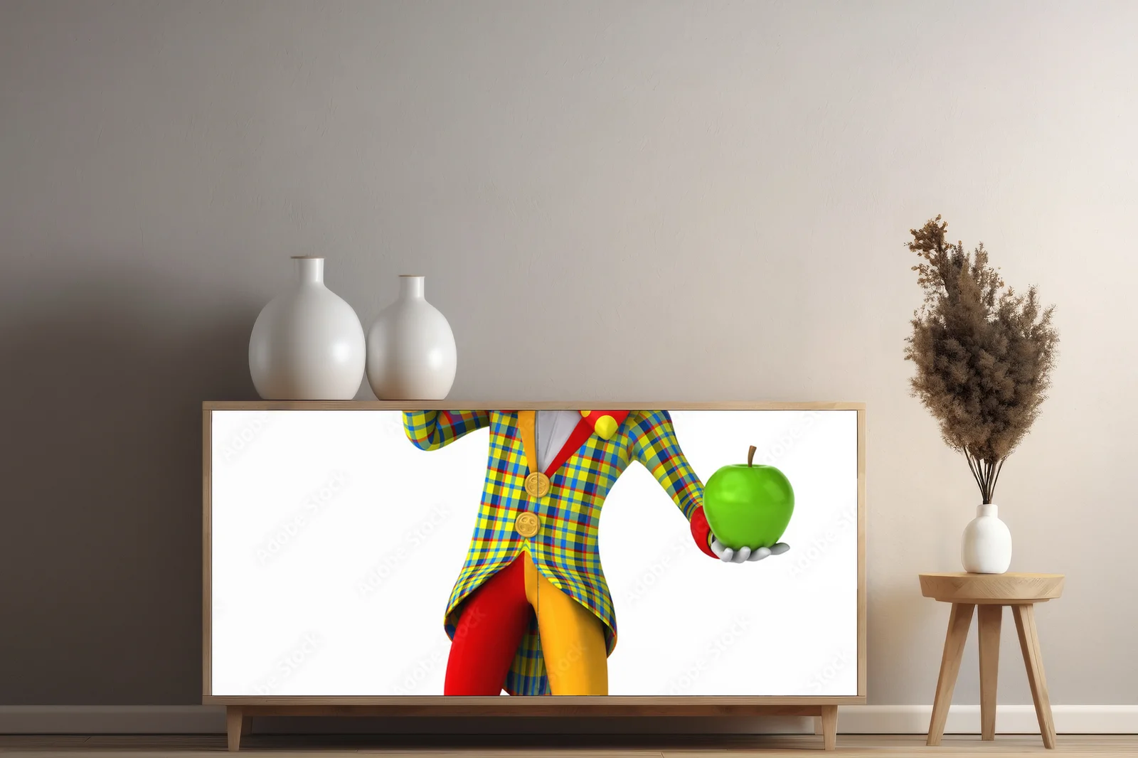 Radosny klaun w jasnych kolorach emocji