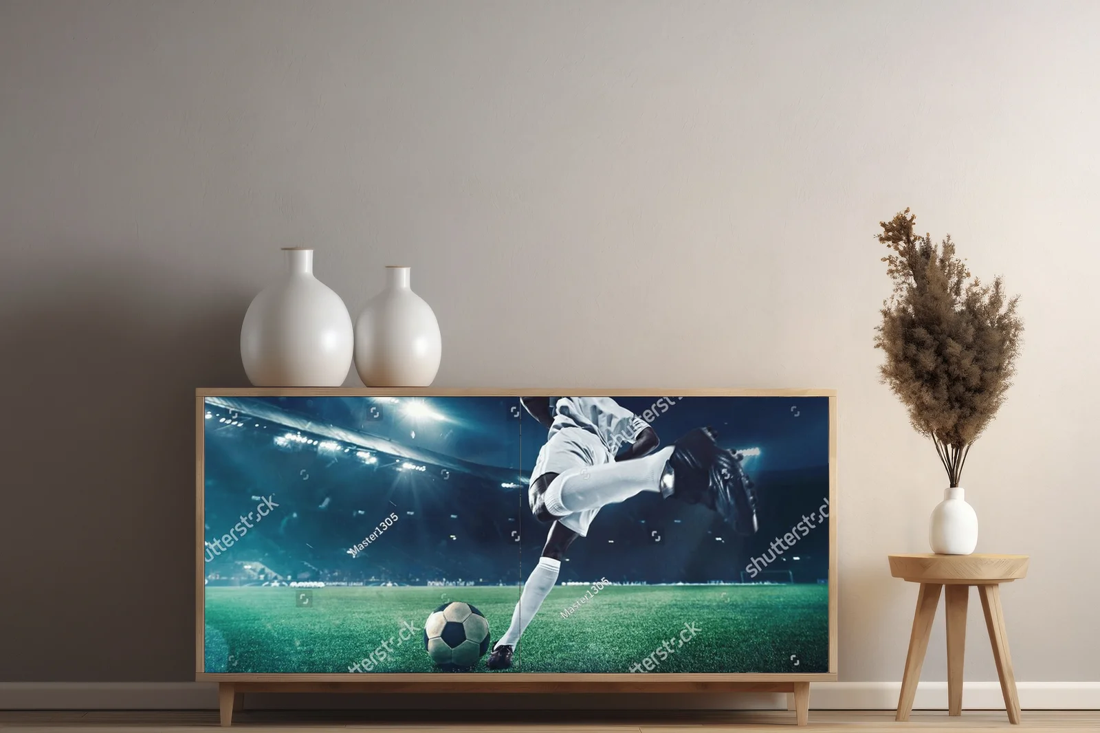 Dynamiczne zmagania na stadionie w intensywnych barwach