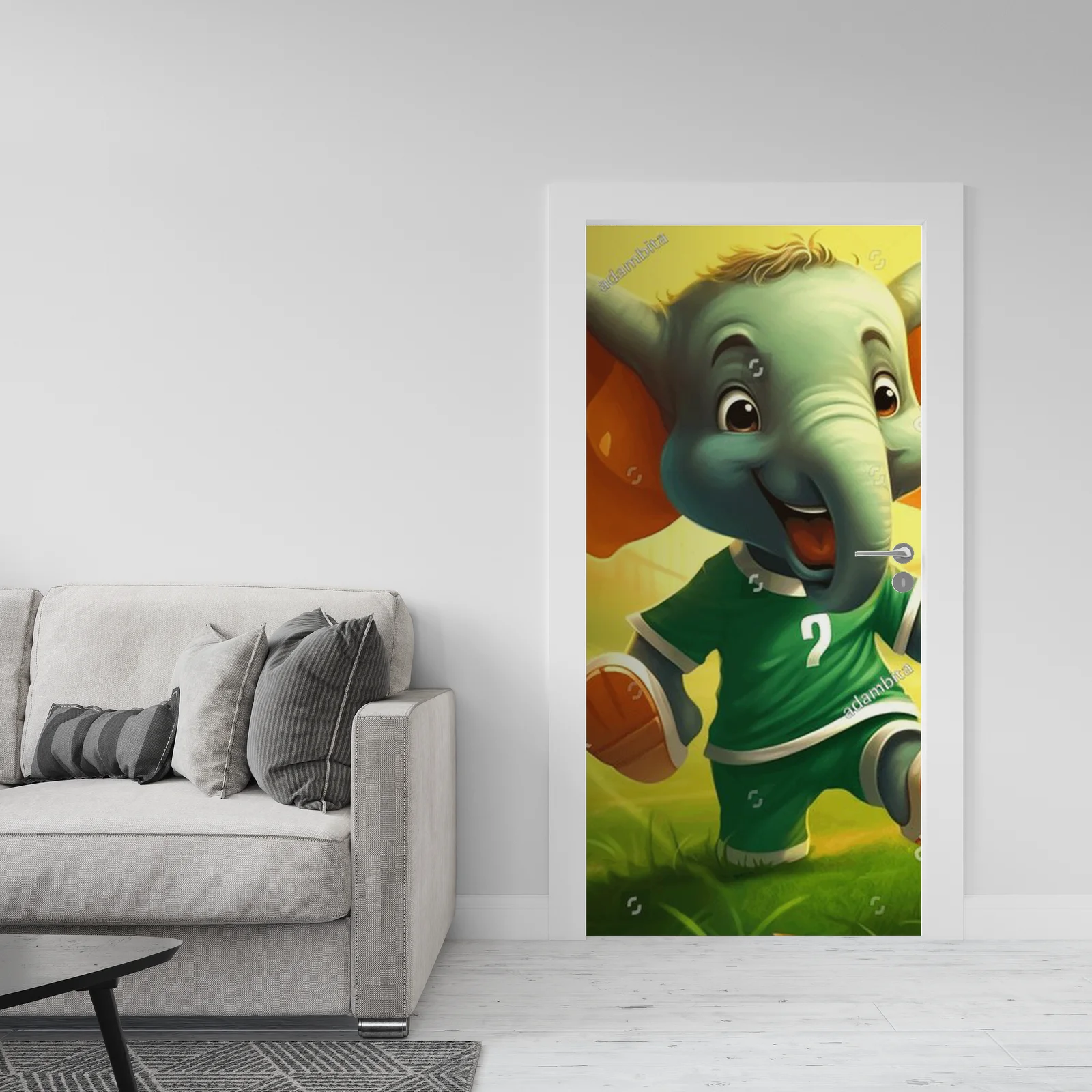 Radosne słonie na boisku w świetle stadium