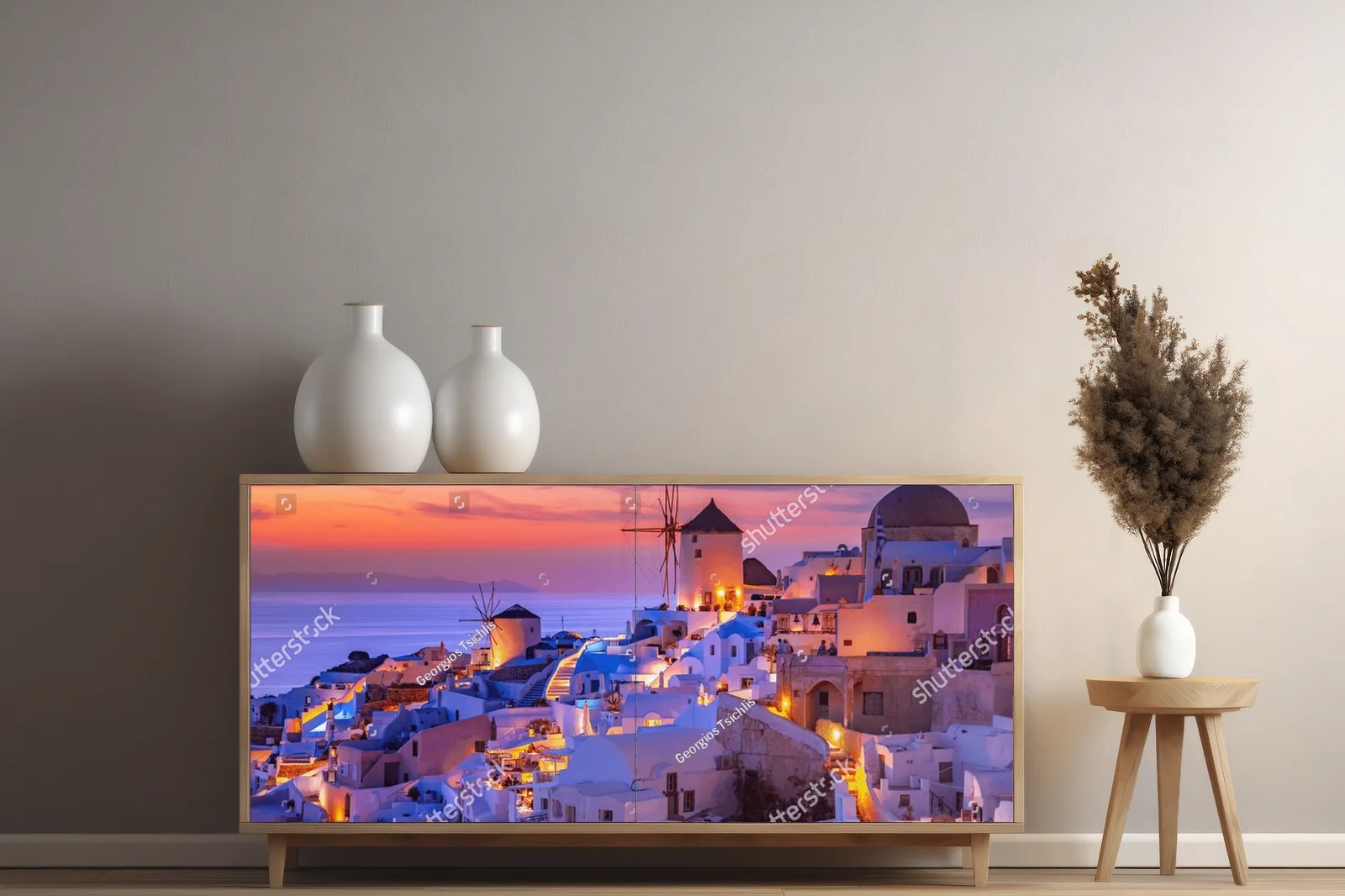 Romantyczny krajobraz Oia na Santorini
