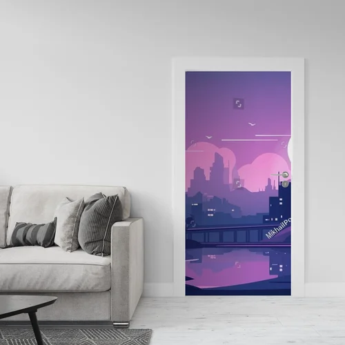 Futurystyczny pejzaż miejskiej nocy w neonowych odcieniach