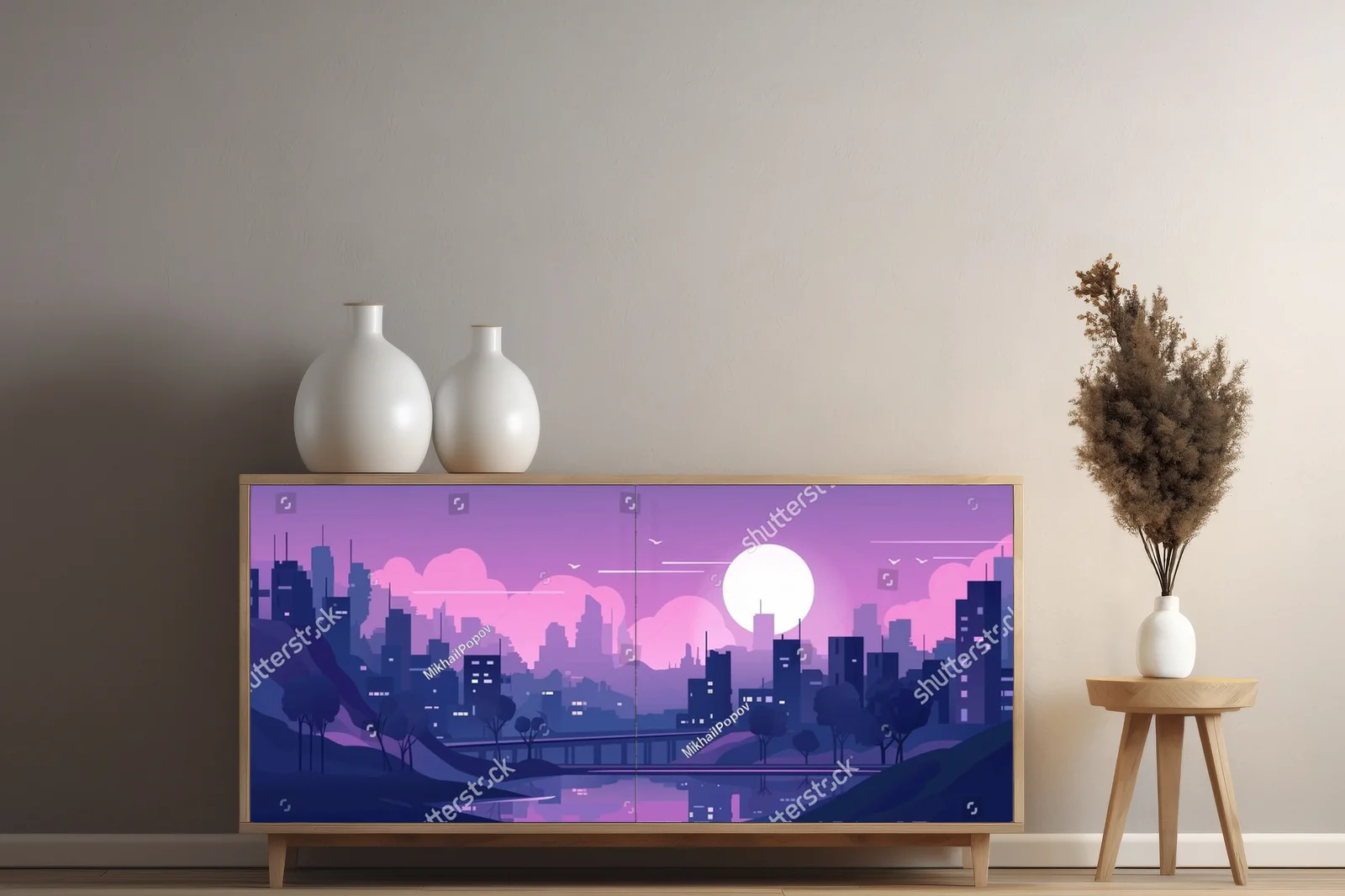Futurystyczny pejzaż miejskiej nocy w neonowych odcieniach