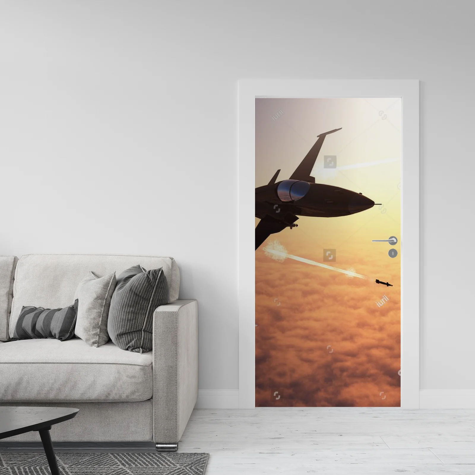 Nowoczesny jet w odcieniach nieba