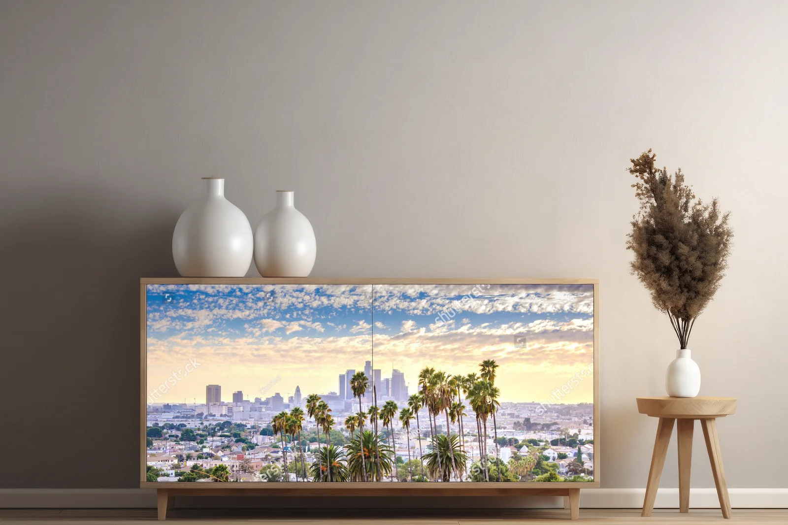 Zachód słońca nad Los Angeles w pastelowych odcieniach