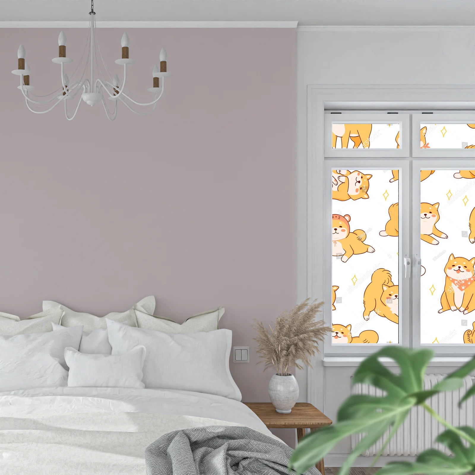 Uroczy motyw psów Shiba Inu w pastelowych odcieniach