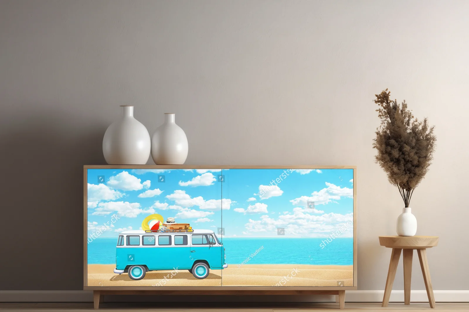 Retro van na plaży – wspomnienia lata